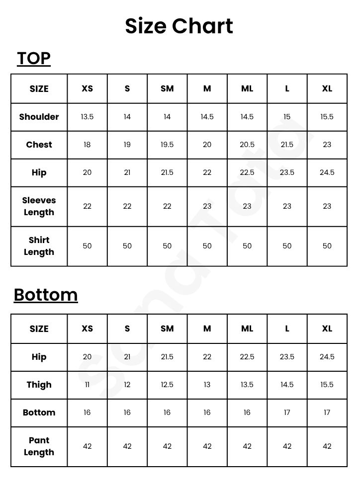 ST-021 Size Chart